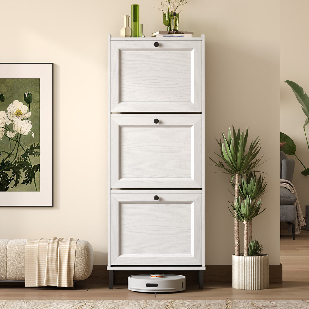 Bealife FS52 Slim Shoe Cabinet with 3 Tipping Doors and Metal Legs