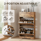 Meuble à chaussures Bealife FS58 avec 2 compartiments basculants et tiroir supérieur, anti-basculement, étagères réglables en hauteur