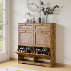 Bealife FS59 Shoe Cabinet with 4 Tilt-Out Drawers & 2 Storage Drawers, Anti-Tipping Device and Height-Adjustable Shelves