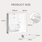 Meuble à chaussures Bealife FS60 3-en-1 avec 2 portes abattantes et 1 placard réglable à deux niveaux