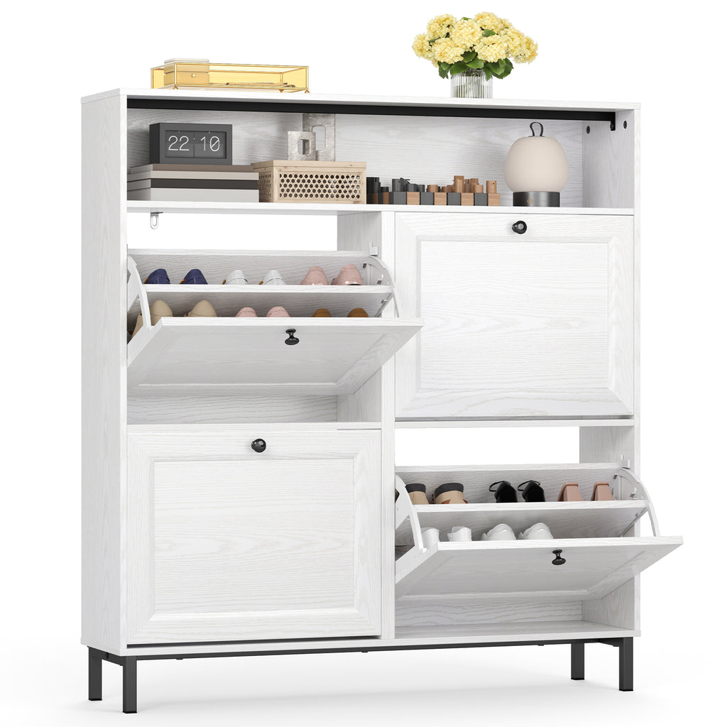 Bealife FS61 Shoe Cabinet with 4 Flaps and Open Display Compartment