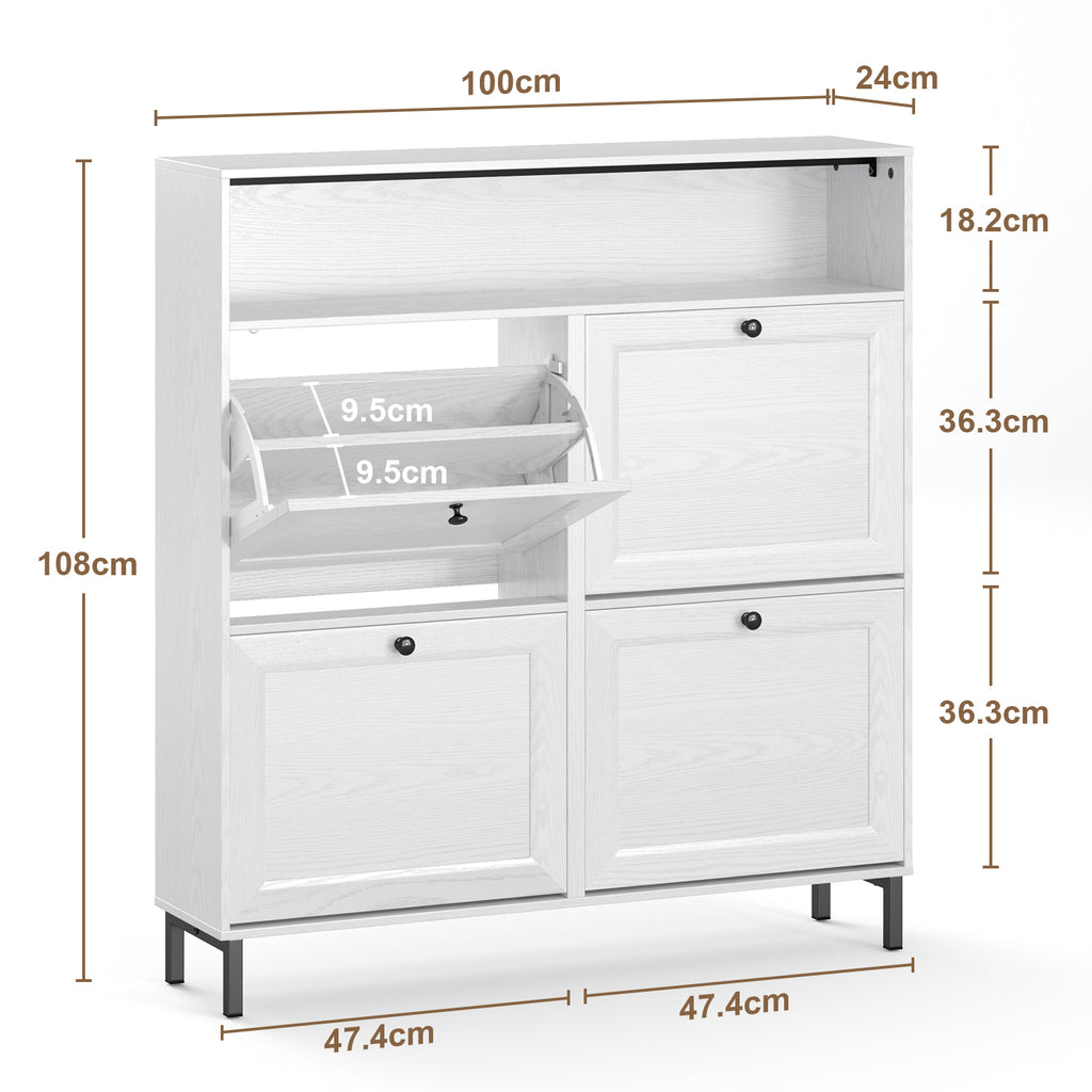 Bealife FS61 Meuble à chaussures avec 4 abattants et niche ouverte