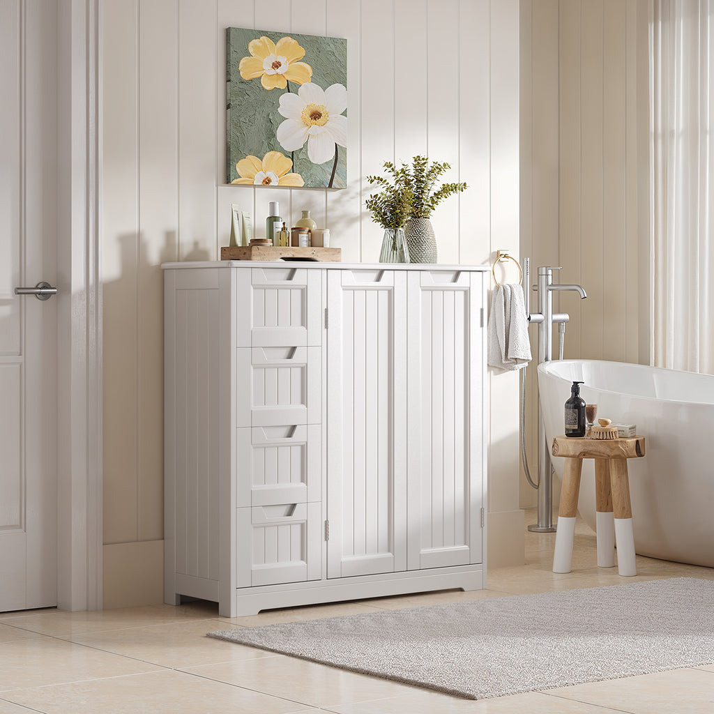 Meuble de salle de bain Bealife AP67, 4 tiroirs et 2 portes, réglable en hauteur