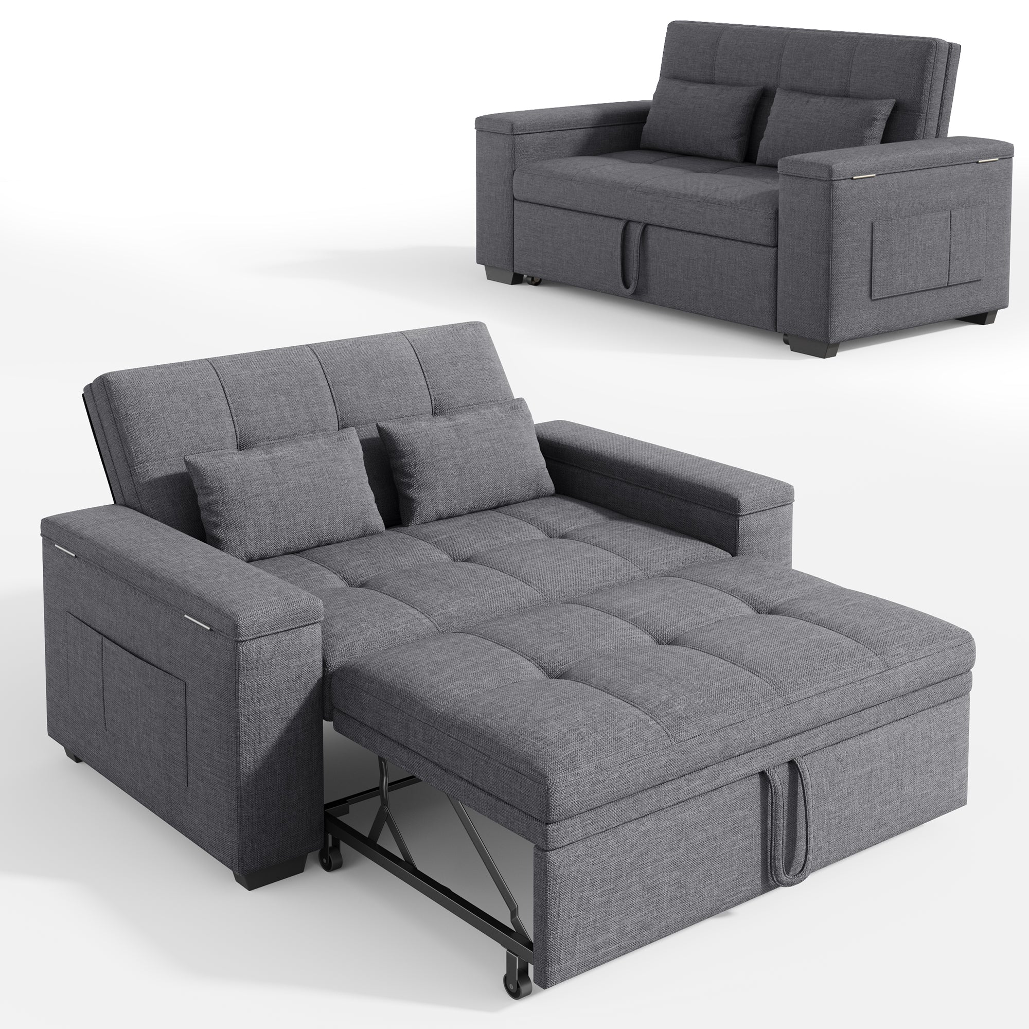 Canapé convertible Bealife AR27, fauteuil multifonction 3-en-1 inclinable avec oreiller