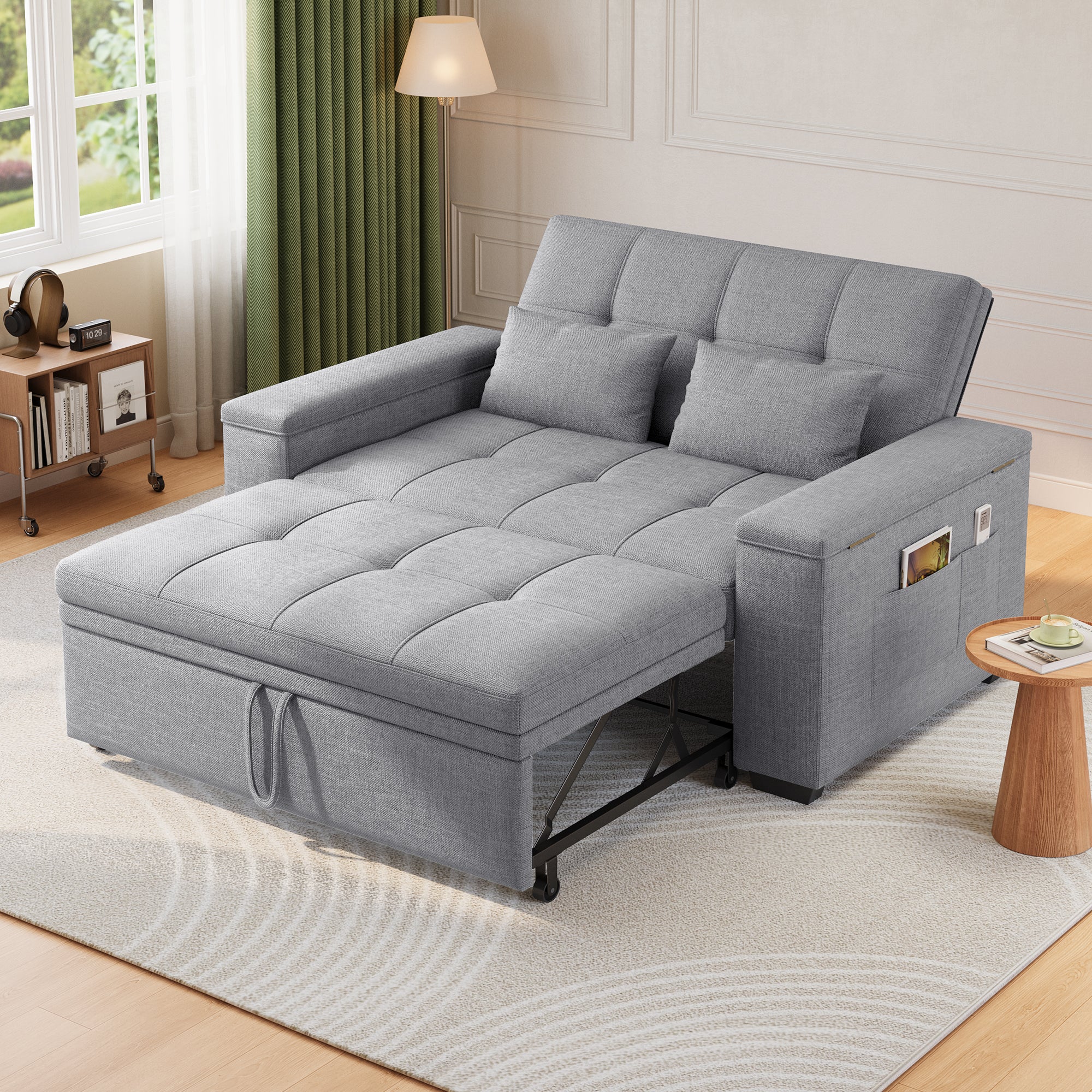 Canapé convertible Bealife AR27, fauteuil multifonction 3-en-1 inclinable avec oreiller