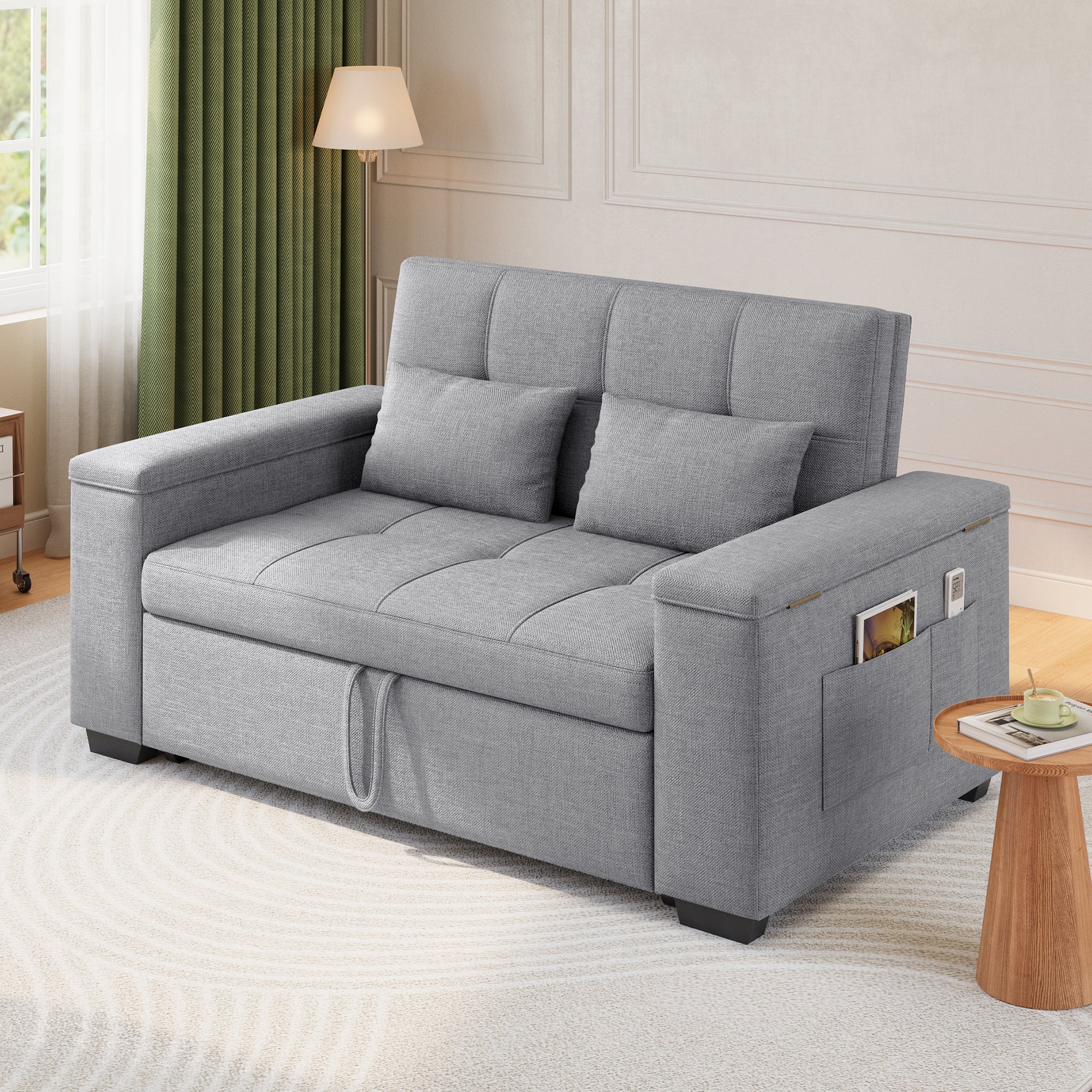 Canapé convertible Bealife AR27, fauteuil multifonction 3-en-1 inclinable avec oreiller