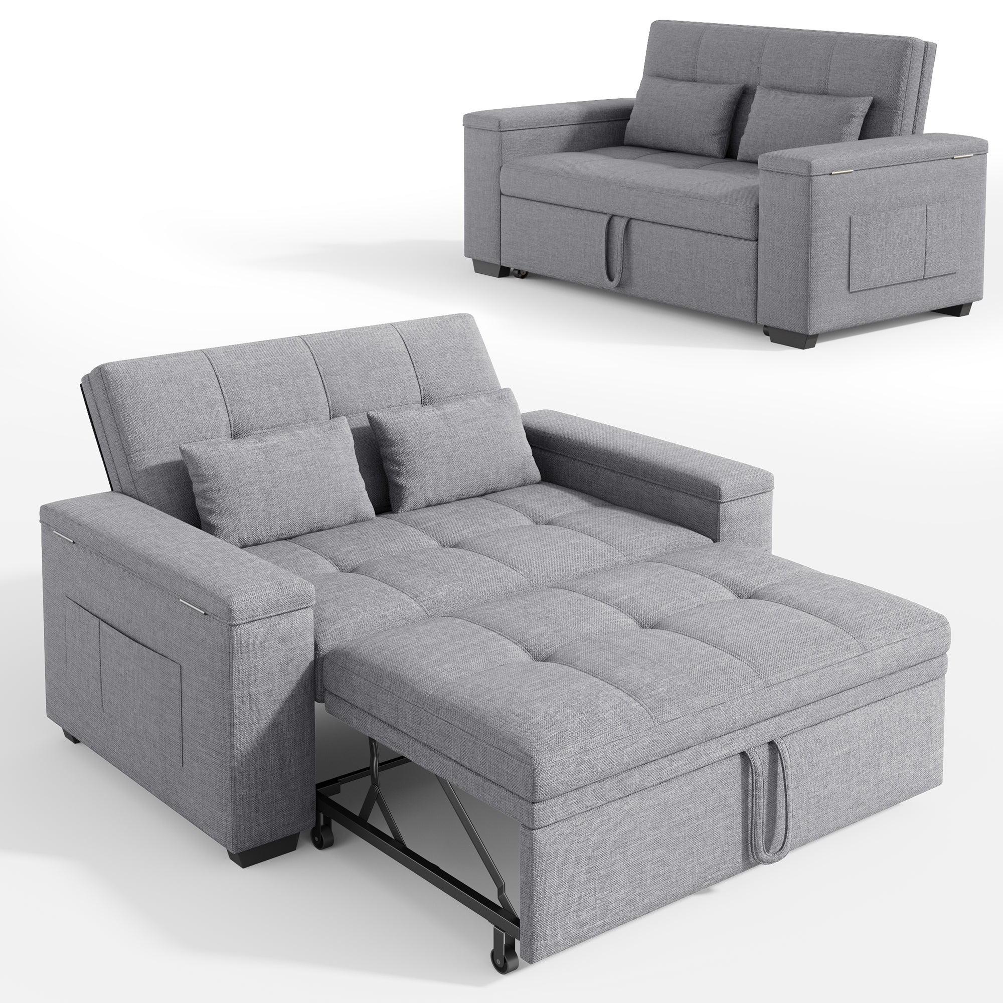 Canapé convertible Bealife AR27, fauteuil multifonction 3-en-1 inclinable avec oreiller
