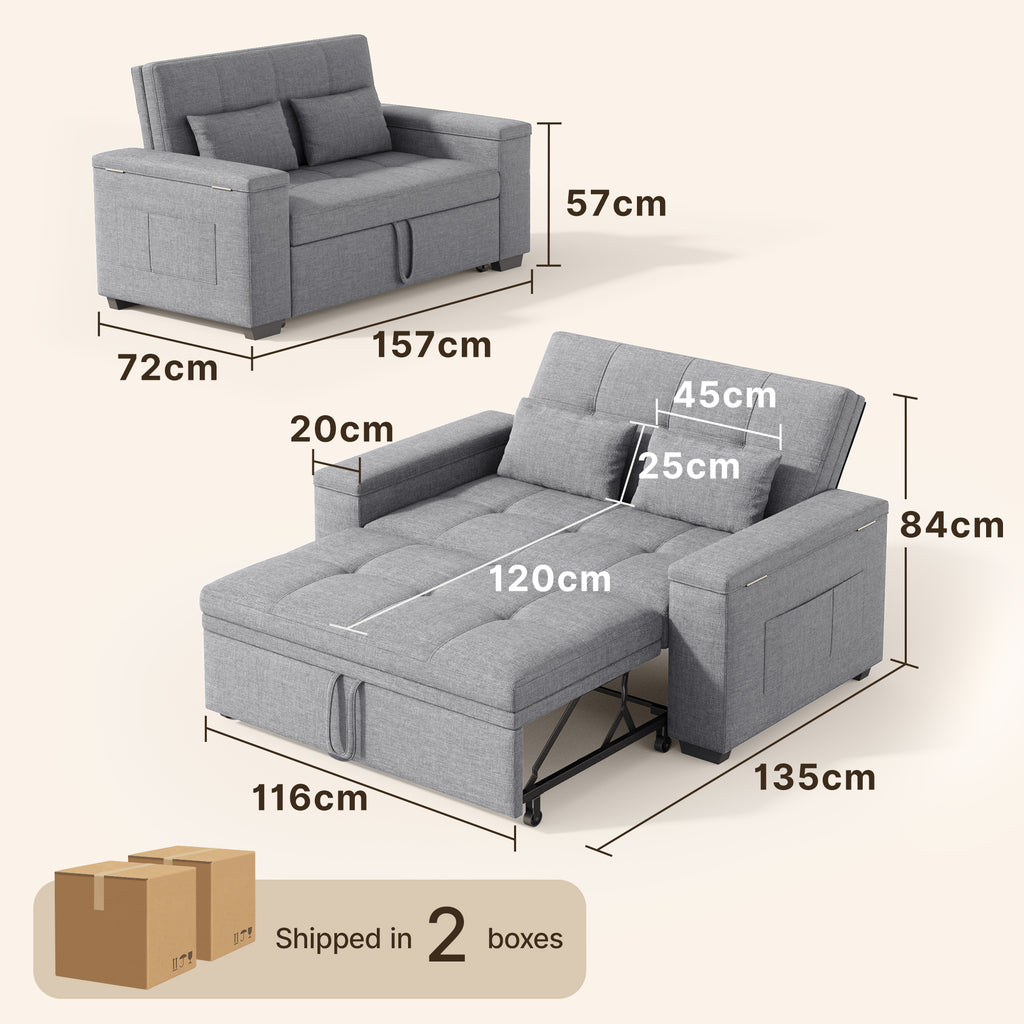 Canapé convertible Bealife AR27, fauteuil multifonction 3-en-1 inclinable avec oreiller