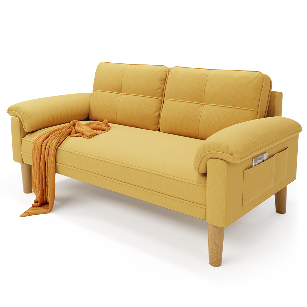 Bealife AR71 Canapé 2 Places Gris Avec Poches Latérales, Tissu Doux Pour La Peau & Construction Robuste