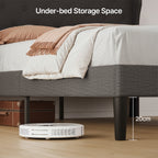 Bealife AF14 Lit capitonné simple 90x200 cm, Lit en tissu moderne avec tête de lit capitonnée et sommier à lattes