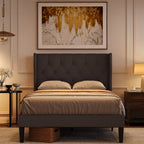 Bealife AF15 Lit simple confort 120x200 cm, lit rembourré avec tête de lit capitonnée et sommier à lattes stable