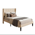 Bealife AF15 Lit simple confort 120x200 cm, lit rembourré avec tête de lit capitonnée et sommier à lattes stable