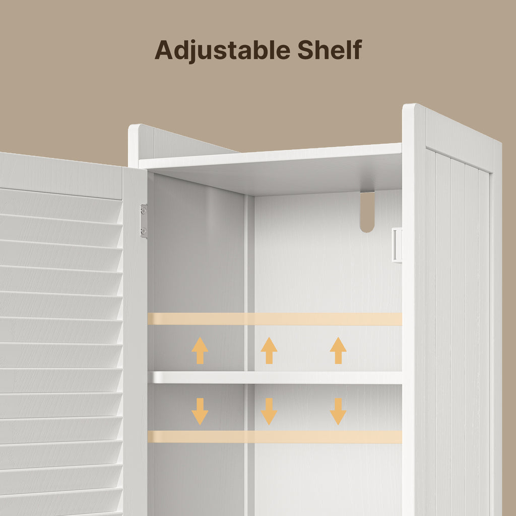 Bealife AP06 Armoire de salle de bain avec panier à linge intégré, Meuble à linge étroit avec dispositif anti-basculement - 40x37x170 cm