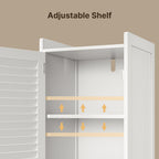 Bealife AP06 Armoire de salle de bain avec panier à linge intégré, Meuble à linge étroit avec dispositif anti-basculement - 40x37x170 cm