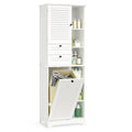 Bealife AP08 Meuble de salle de bain avec panier à linge intégré, tiroirs et compartiments ouverts pour salle de bain et buanderie