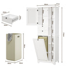 Bealife AP08 Meuble de salle de bain avec panier à linge intégré, tiroirs et compartiments ouverts pour salle de bain et buanderie