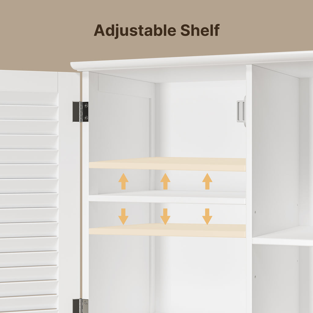 Bealife AP08 Meuble de salle de bain avec panier à linge intégré, tiroirs et compartiments ouverts pour salle de bain et buanderie