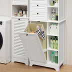 Bealife AP08 Meuble de salle de bain avec panier à linge intégré, tiroirs et compartiments ouverts pour salle de bain et buanderie