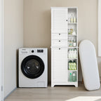 Bealife AP08 Meuble de salle de bain avec panier à linge intégré, tiroirs et compartiments ouverts pour salle de bain et buanderie