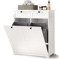 Bealife AP09 Armoire à linge - 78×38×90 cm, Meuble de salle de bain avec 2 paniers à linge et 2 tiroirs pour salle de bain et buanderie