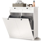 Bealife AP09 Armoire à linge - 78×38×90 cm, Meuble de salle de bain avec 2 paniers à linge et 2 tiroirs pour salle de bain et buanderie