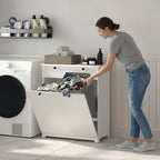 Bealife AP09 Armoire à linge - 78×38×90 cm, Meuble de salle de bain avec 2 paniers à linge et 2 tiroirs pour salle de bain et buanderie