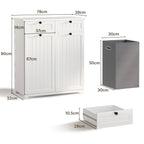 Bealife AP09 Armoire à linge - 78×38×90 cm, Meuble de salle de bain avec 2 paniers à linge et 2 tiroirs pour salle de bain et buanderie