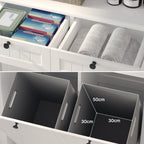Bealife AP09 Armoire à linge - 78×38×90 cm, Meuble de salle de bain avec 2 paniers à linge et 2 tiroirs pour salle de bain et buanderie