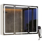 Bealife AP101 Armoire de toilette avec éclairage LED et capteur tactile, Armoire de salle de bain à 3 portes avec miroir HD et étagères réglables
