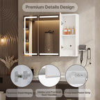 Bealife AP101 Armoire de toilette avec éclairage LED et capteur tactile, Armoire de salle de bain à 3 portes avec miroir HD et étagères réglables