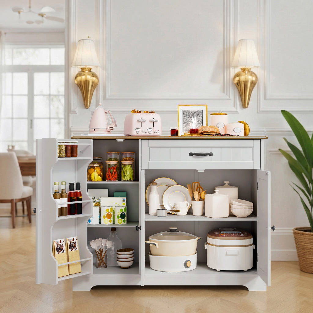 Bealife AP102 Sideboad mit 3 Türen & 1 Schublade -105x40x85 cm, Retro-Stil & Kippschutz
