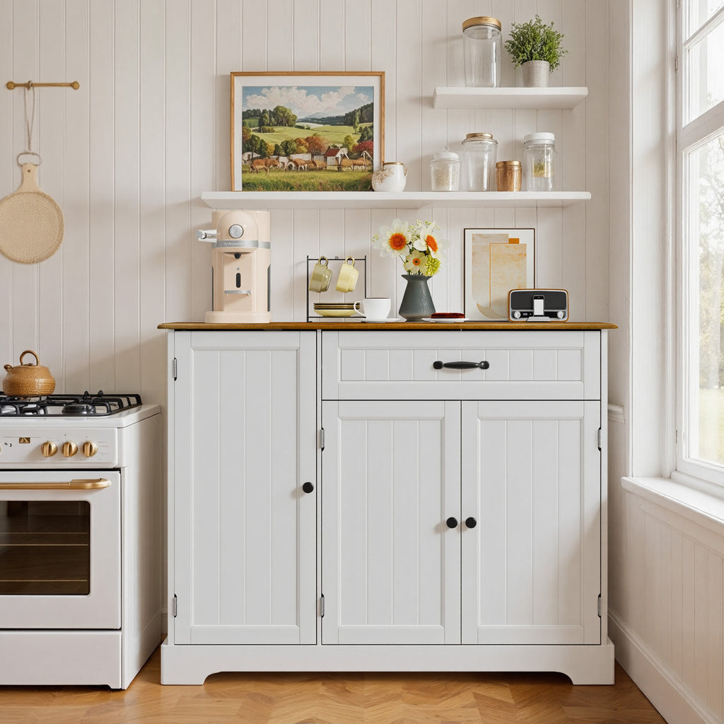 Bealife AP102 Sideboad mit 3 Türen & 1 Schublade -105x40x85 cm, Retro-Stil & Kippschutz