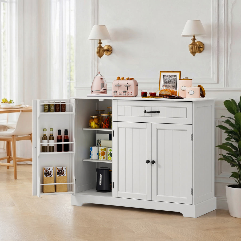 Bealife AP102 Sideboad mit 3 Türen & 1 Schublade -105x40x85 cm, Retro-Stil & Kippschutz
