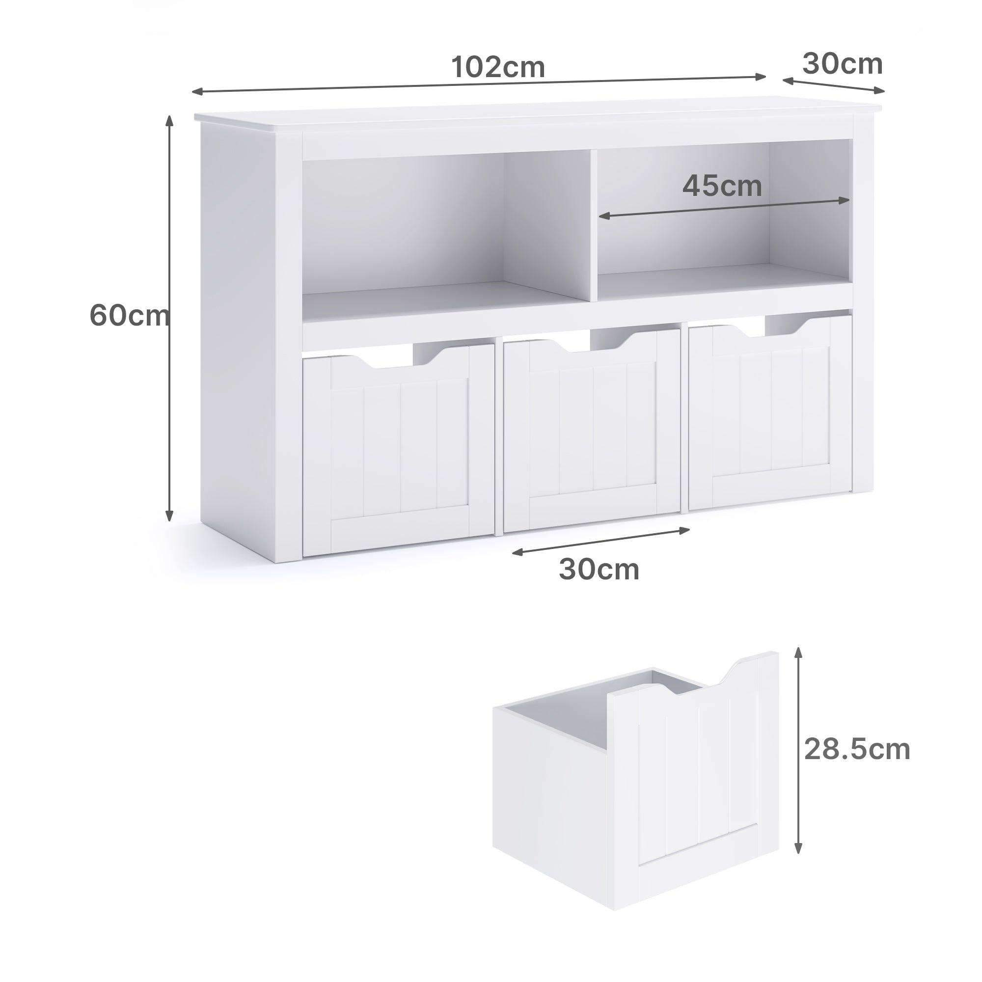 Bealife AP104 Armoire de rangement pour jouets pour chambre d'enfant avec étagères ouvertes et tiroirs extractibles à roulettes