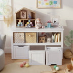 Bealife AP104 Toy Storage Cabinet for Children's Room with Open Compartments and Pull-Out Drawers with Wheels