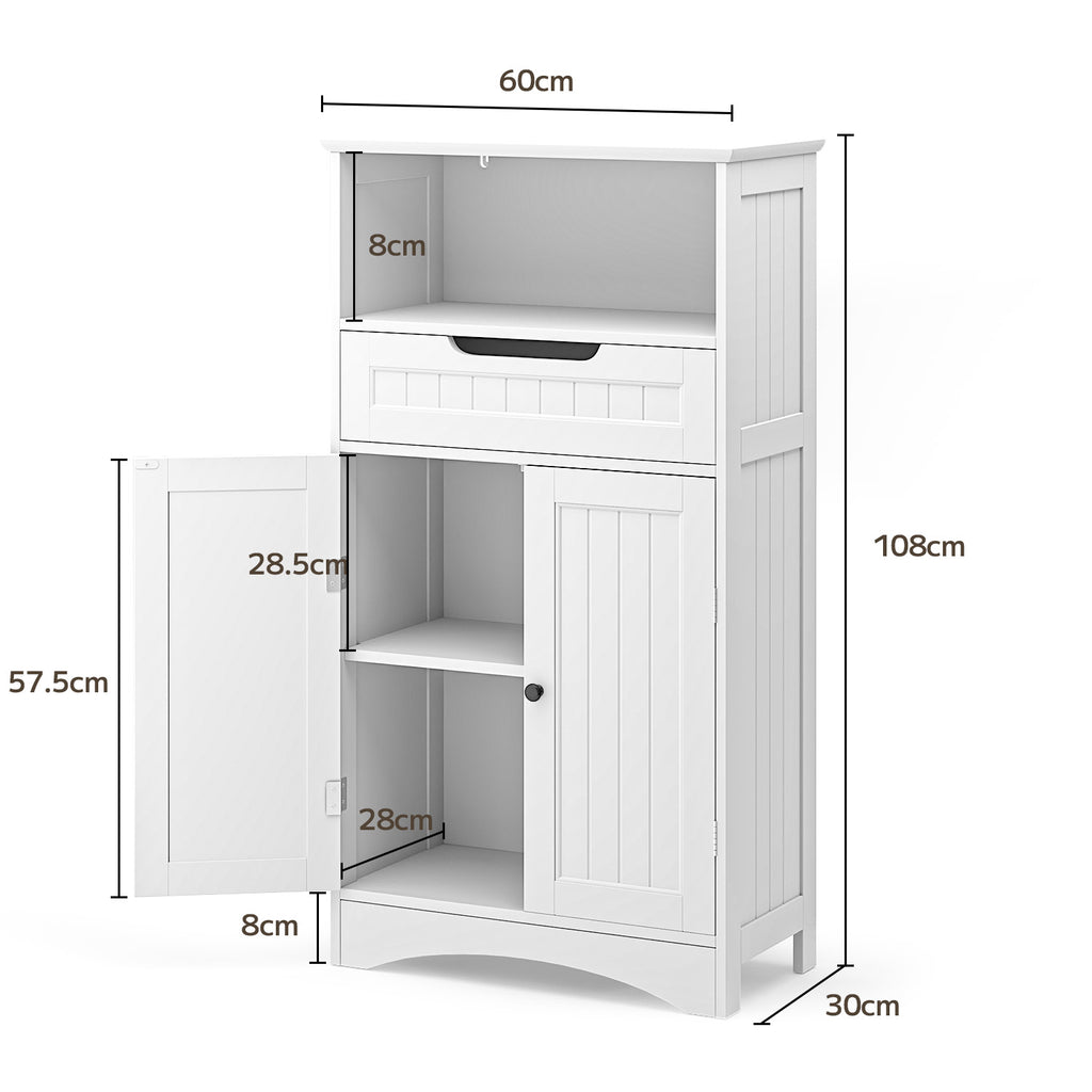 Bealife AP11 Armoire multifonctionnelle avec tiroirs, doubles portes et compartiment ouvert pour cuisine, chambre et salon