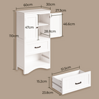 Bealife AP116 Multifunctional Storage Cabinet with 2 Drawers & 2 Doors, Height-Adjustable Shelves for Office, Bathroom & Bedroom