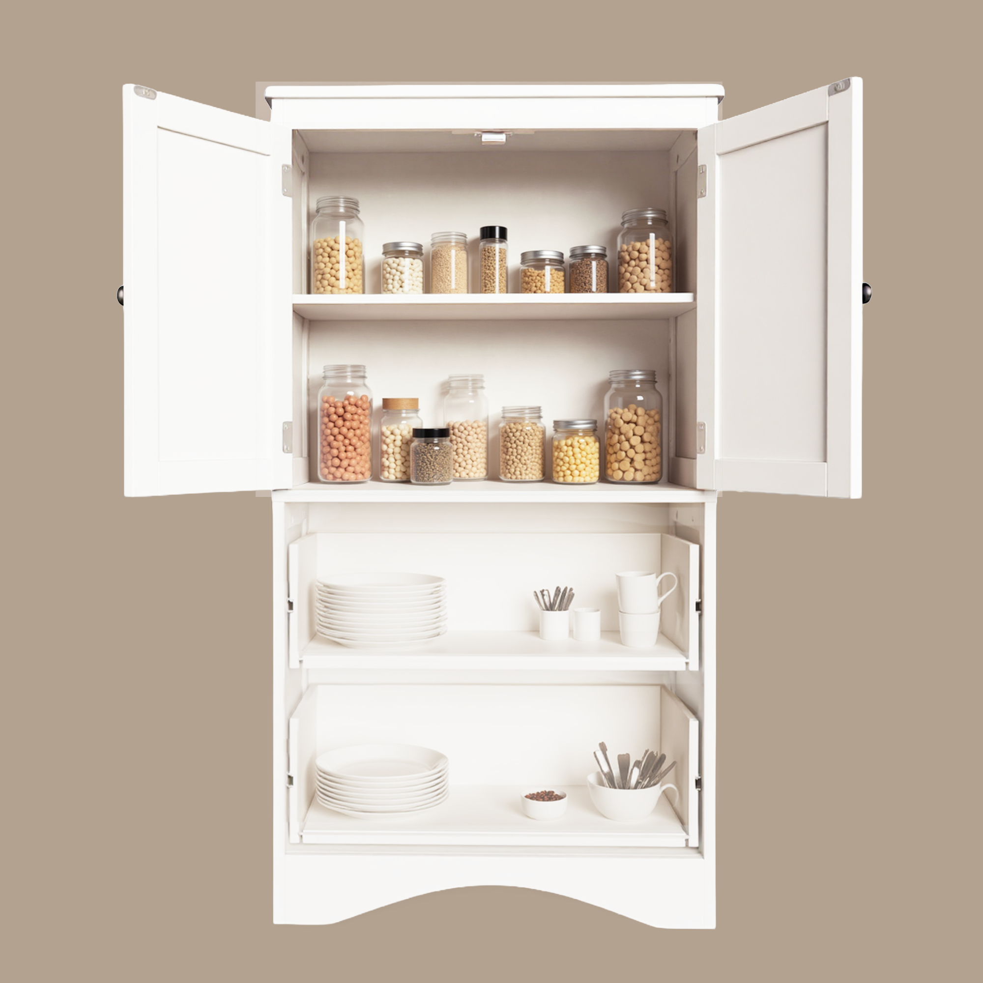 Bealife AP116 Multifunctional Storage Cabinet with 2 Drawers & 2 Doors, Height-Adjustable Shelves for Office, Bathroom & Bedroom