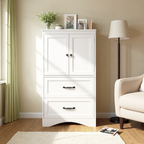 Bealife AP116 Multifunctional Storage Cabinet with 2 Drawers & 2 Doors, Height-Adjustable Shelves for Office, Bathroom & Bedroom