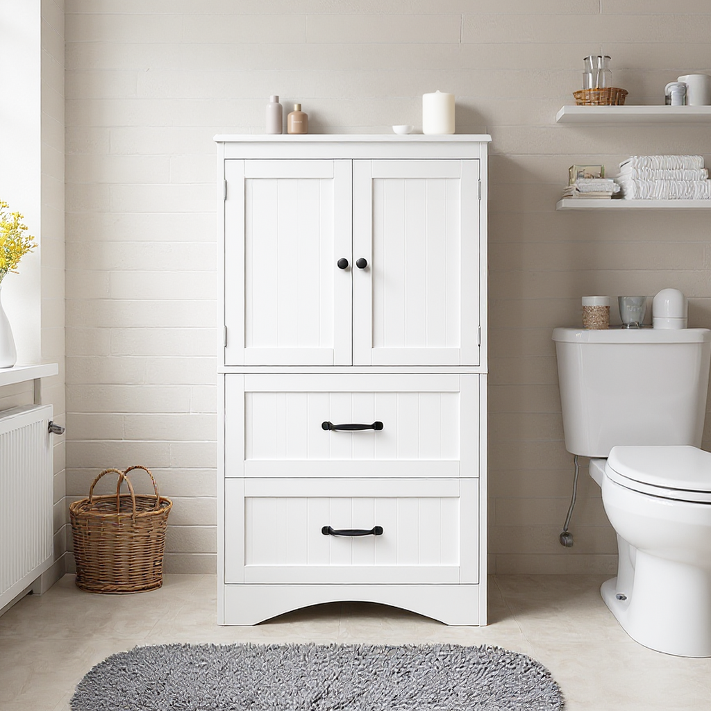 Bealife AP116 Multifunctional Storage Cabinet with 2 Drawers & 2 Doors, Height-Adjustable Shelves for Office, Bathroom & Bedroom