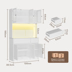 Bealife AP120 Meuble de Rangement de Cuisine avec Station de Charge & Éclairage LED Réglable en Couleur, Vitrine Haute avec Étagères Réglables pour Salle à Manger, Salon