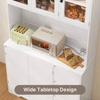 Bealife AP121 Meuble de cuisine avec station de charge et éclairage LED à couleur réglable, Vitrine haute avec étagères réglables