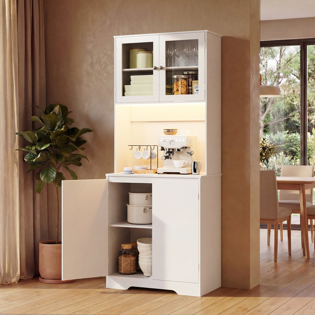Bealife AP122 Meuble haut de cuisine - 69,5×28×180 cm, avec éclairage LED couleur réglable et station de charge intégrée, étagères réglables