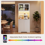 Bealife AP122 Meuble haut de cuisine - 69,5×28×180 cm, avec éclairage LED couleur réglable et station de charge intégrée, étagères réglables