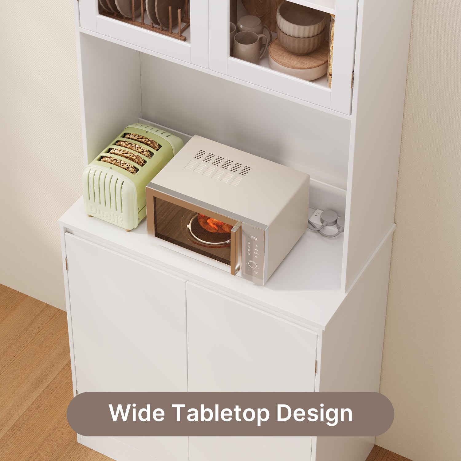 Bealife AP122 Meuble haut de cuisine - 69,5×28×180 cm, avec éclairage LED couleur réglable et station de charge intégrée, étagères réglables