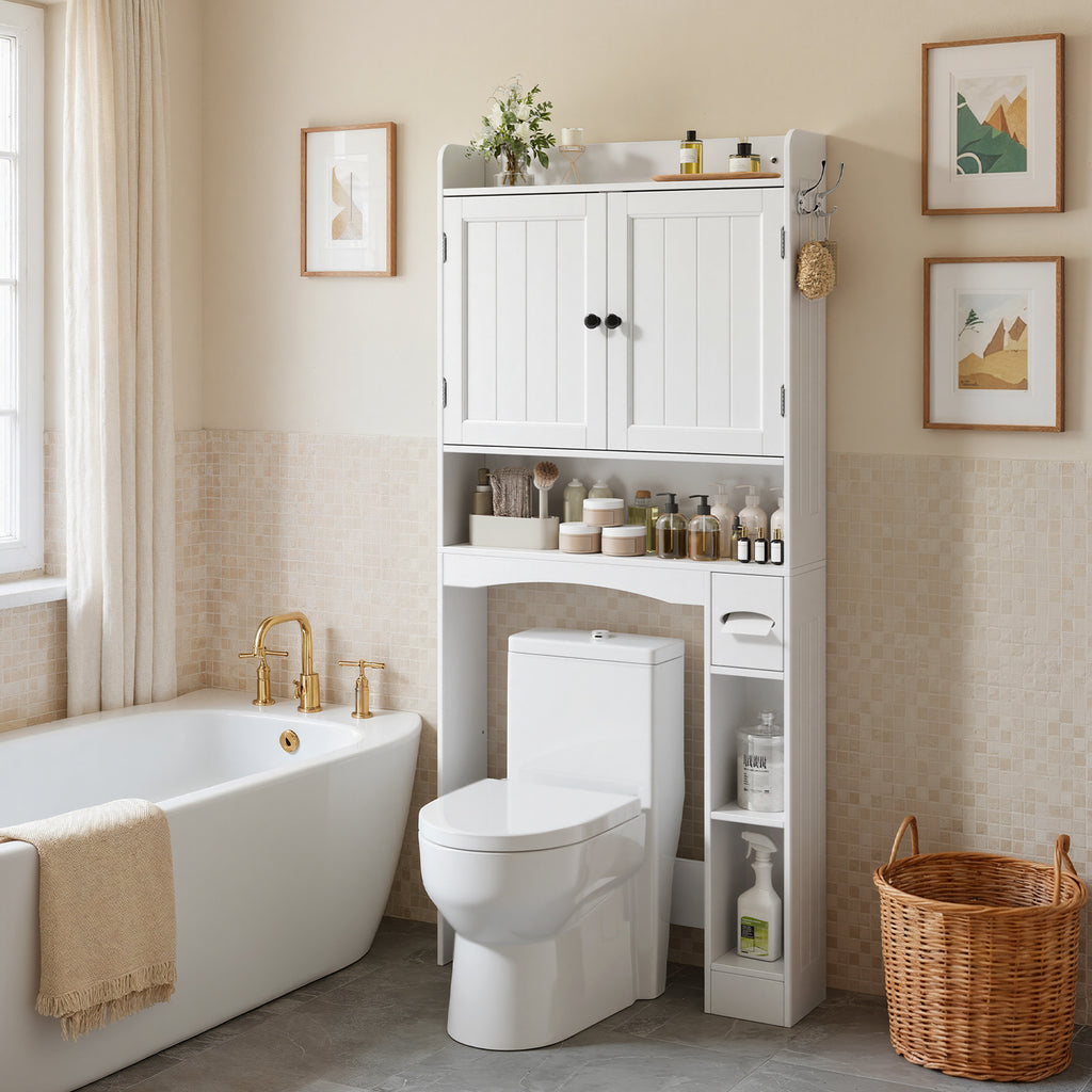 Bealife AP20 Meuble de salle de bain, Colonne de rangement multifonctionnelle avec rangements combinés | 82×20×179 cm