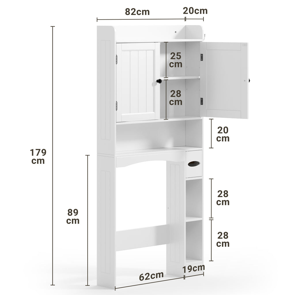 Bealife AP20 Meuble de salle de bain, Colonne de rangement multifonctionnelle avec rangements combinés | 82×20×179 cm