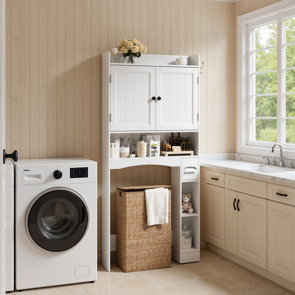 Bealife AP20 Meuble de salle de bain, Colonne de rangement multifonctionnelle avec rangements combinés | 82×20×179 cm