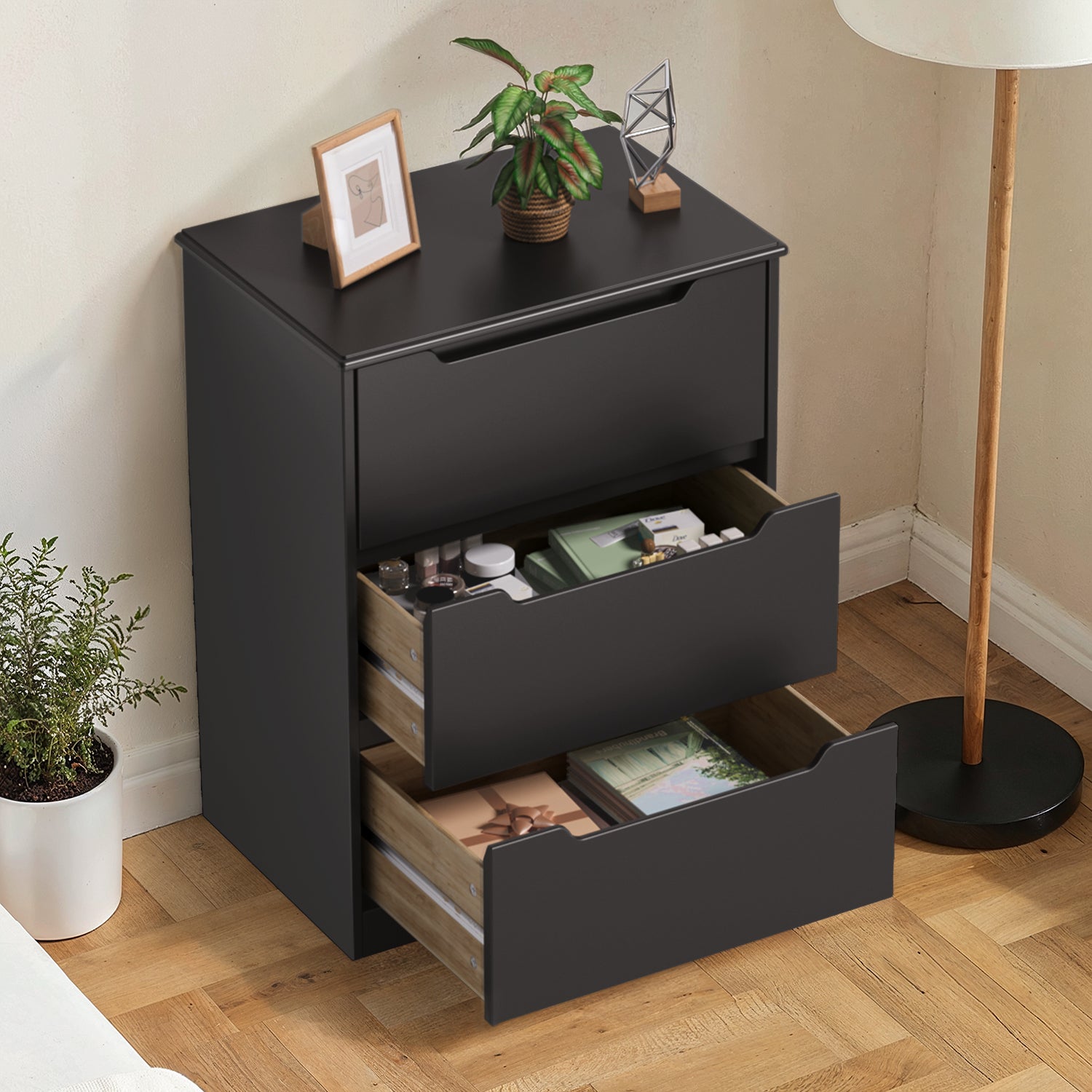 Commode Bealife AP21 à 3 tiroirs pour chambre, salle de bain et entrée