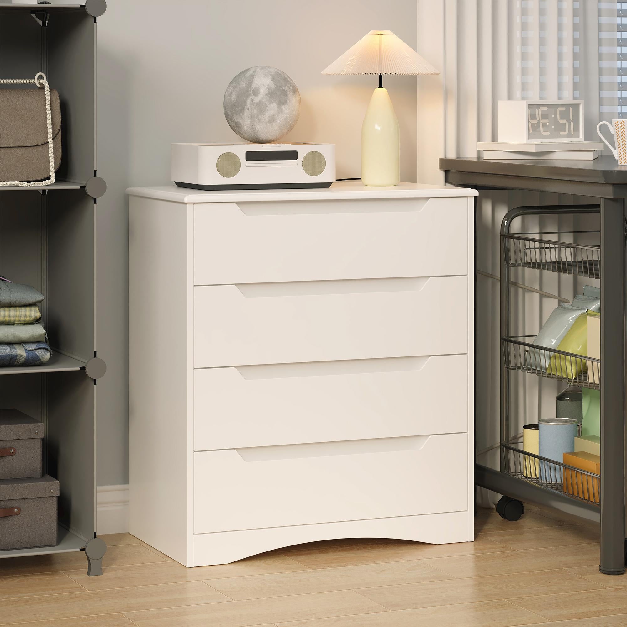 Bealife AP22 Commode avec 4 tiroirs et socle surélevé, imperméable pour chambre à coucher, salle de bain et entrée